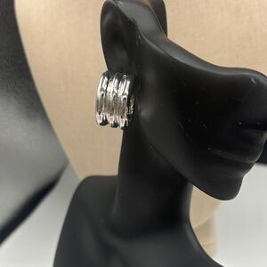 Classic Triple-Row Silver Hoop Earrings - Women Jewelry